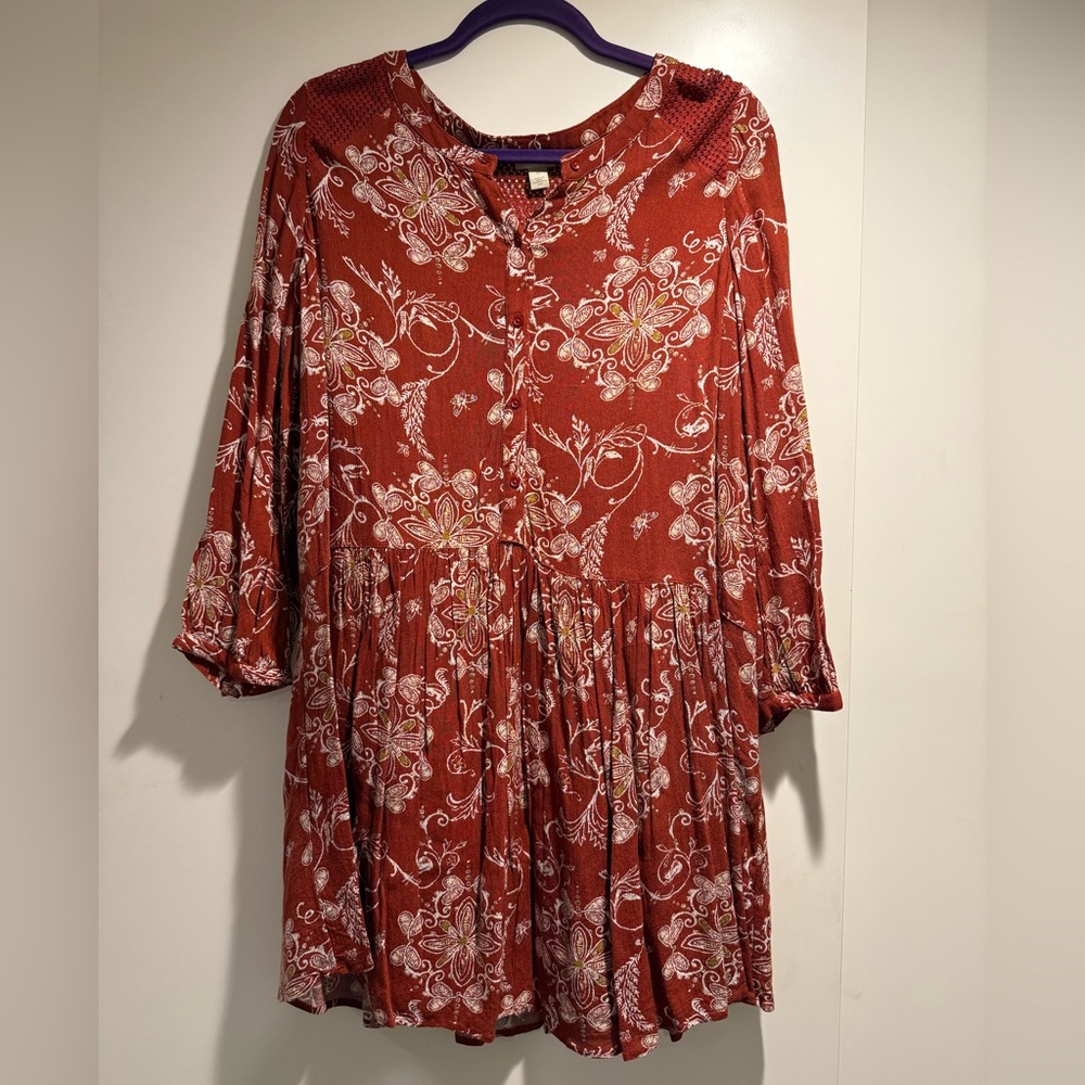 Hinge Rust Button-Down Tunic Dress - image 1